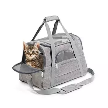 Breathable Cat Dog Carrier Bags Portable Pet Carriers Outdoor Travel Dog Transport Bag Pets Handbag with Locking Safety Zippers S 43x28x25cm чёрный