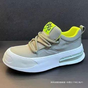 Breathable cloth shoes 2025 summer new thick-soled lightweight casual board shoes trend increases fashion versatile white shoes men 39 зелёный