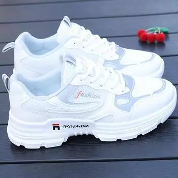 Breathable Dad Shoes Women s Mesh Student Sports Shoes New Spring and Summer Trendy Shoes Versatile Casual Little White Shoes 35 серый