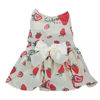 Breathable Dog Fruit Print Dress Cute Pet Princess Dress Charming Pet Bowknot Skirt Pet Clothes S-Style 1