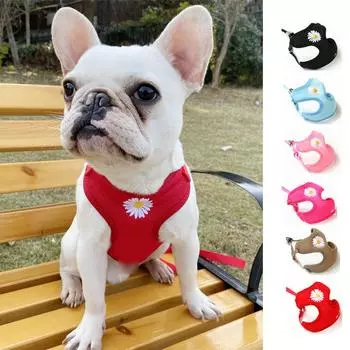 Breathable Dog Vest Walking Lead Leash Adjustable Harness Puppy Dogs Collar Soft Polyester Mesh Harness for Small Medium Pet S ярко-розовый