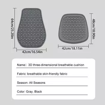 Breathable Fabric Car Seat Cover 3D Triangular Concave Convex Hip Massage Cover General Car Seat Cushion with Backrest Cushion B чёрный