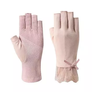 Breathable Fashion Lady Driving Anti-UV Summer Lace Mitten Flower Thin Gloves Half Finger Gloves фиолетовый