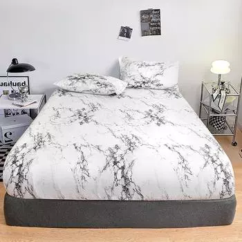 Breathable Fitted Sheet Simple Style Bed Cover Polyester Bed Linen Soft Bed Sheet With Elastic Band Lencol (No Pillowcase) 90x200x25cm 1pc