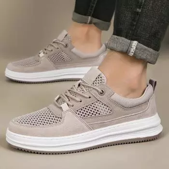 Breathable Leisure Male Vulcanize Footwear New Trend Casual Shoes Non-slip Summer Skateboard Shoes Mesh Men All-match Sneakers 38 серый