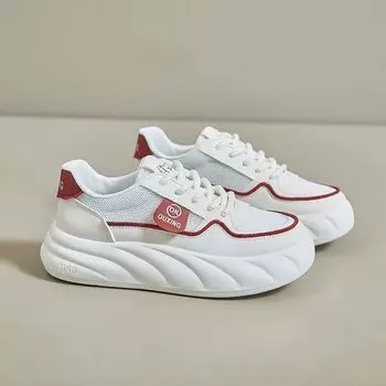Breathable little white shoes women s 2024 summer new mesh comfortable versatile casual sports shoes soft-soled muffin baseplate shoes 35 красный