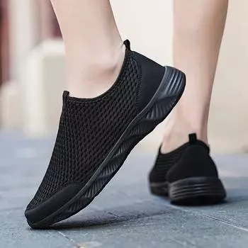 Дышащая мужская повседневная обувь Вулканизированная обувь Мужские кроссовки Нескользящие мужские мокасины Мужская обувь Легкая теннисная обувь Masculino Оптовая продажа 39 чёрный