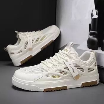 Дышащая мужская обувь, сетчатые полые туфли на плоской подошве, мужская спортивная тонкая повседневная модная обувь с одной педалью 39