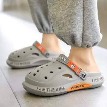 Breathable Men Sandals EVA Lightweight Beach Slippers Men Summer New Indoor Outdoor Hole Shoes Casual Garden Flat Slippers 39 чёрный