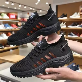 Breathable Men Shoes Running Shoe Non-slip Wear-resistant Mesh Sneakers Fashion Color Matching Design Athletic Walking Gym Shoes 39