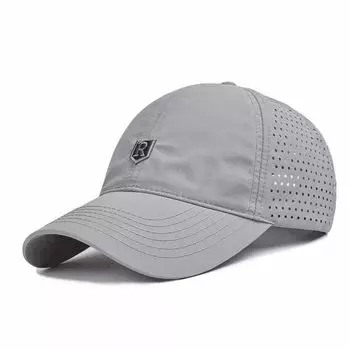 Breathable Mesh Peaked Cap Men Hat Summer Quick-Drying Sports Baseball Cap Men s Summer Outdoor Sun Hat Thin Shield R Cut Out light gray All yards