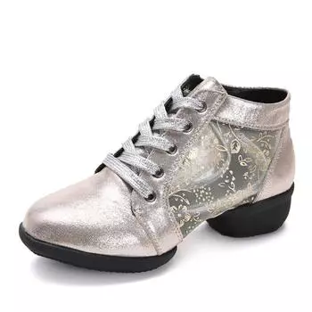 Breathable Mesh Rubber Sole Latin Dance Shoes Soft Sole Adult Women s Social Dance Shoes 34 золотой