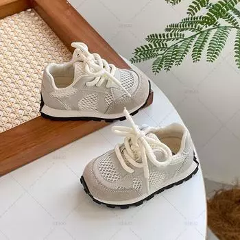 Дышащие сетчатые кроссовки для девочек, полые сетчатые туфли, весенняя обувь для малышей, мягкая подошва 21