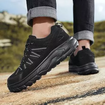 Breathable Outdoor Thick Sole Sport Climbing Shoes Desert Training Sneakers Plus Size 39-48 Hiking Trekking Shoes Men Non-Slip 39 чёрный