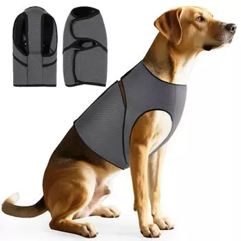 Breathable Pet Calming Shirt Adjustable Dog Soothing Clothes Dog Chest Back Clothing Travel S серый