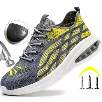 Дышащая защитная обувь для мужчин, рабочие защитные ботинки со стальным носком, устойчивые к проколам, спортивная рабочая обувь, мужские модные рабочие кроссовки, новые 36