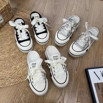 Дышащие тапочки летние сандалии на платформе Half Drag Off для женщин 35 чёрный