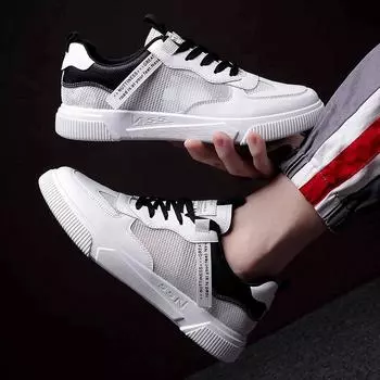 Breathable Sneakers Men Vulcanize Shoes Lace-up Mesh Mens Shoes Casual Comfort Jogging Sport Shoe Platform Shoes Tenis Masculino 39 чёрный
