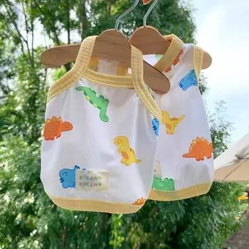 Breathable Summer Dinosaur Pattern Pet Dog Clothes Cute Sling Teddy Bichon Cat Small Dog Pet Vest Puppy Clothing French Bulldog S