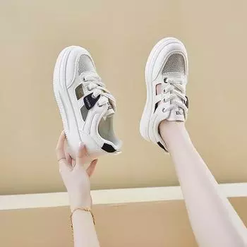 Дышащие белые туфли на толстой подошве, женские летние новые взрывные повседневные кроссовки для сноуборда, самые простые для матча, сетчатые спортивные туфли 35