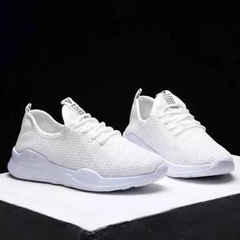 Breathable Women Casual Shoes White Lace Up Rubber Ladies Flat Casual Shoes Basic Solid Women Casual Sneakers 5.5 чёрный