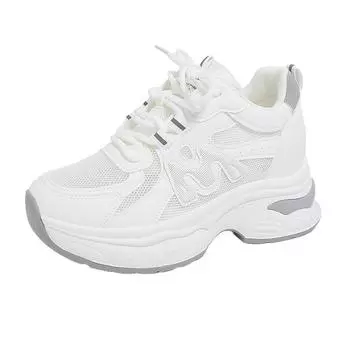 Breathable women s 2025 new summer thin mesh sports little white shoes small thick soles increase in height 35