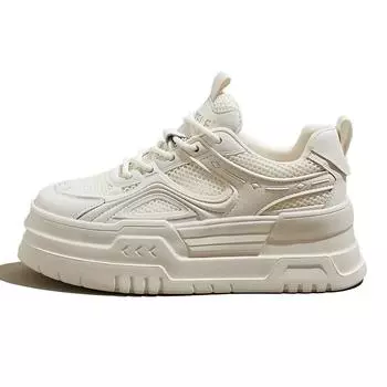 Breathable women s shoes summer new inner height increase white shoes comfortable mesh thick-soled sports and leisure board shoes tide 35