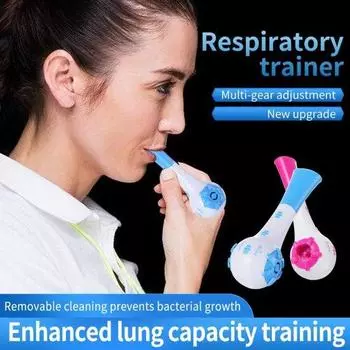 Дыхательный тренажер Фитнес-тренажер Ручной тренажер Портативный тренажер для мышц Устройство для улучшения силы и выносливости синий