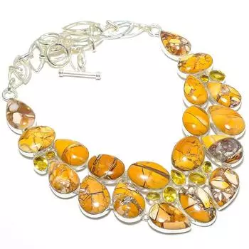 Брекчиевидный мукаит, цитрин драгоценный камень ручная работа 925 серебряное ювелирное ожерелье 18 дюймов JCN380-9