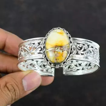 Brecciated Mookaite Gemstone Bangle Handmade Cuff Bracelet Antique Jewelry 925 Sterling Silver Cuff Bracelet Adjustable Bangle Wedding Gifts