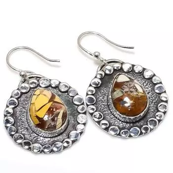 Brecciated Mookaite Gemstone Handmade 925 Silver Jewelry Earring 1.38 JCE481-15