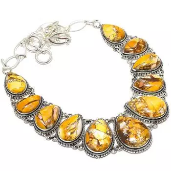 Ожерелье из серебра 925 пробы с брекчиевым мукаитом ручной работы 18 дюймов JCN360-34