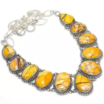 Ожерелье из серебра 925 пробы с драгоценным камнем Breciatted Mookaite, 18 дюймов JCN370-71