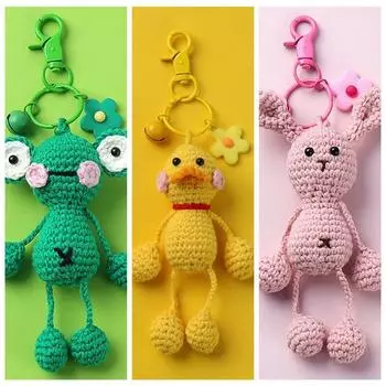 Брелки для ключей ручной работы в виде утки из мультфильма, вязаная лягушка, кукла, сумка для ключей, подвеска, декор для сумки Rabbit