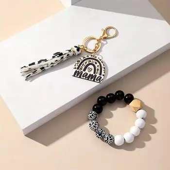 Брелки на день матери, кольца, бусины, кисточки, леопардовый держатель, подвески, подарочные аксессуары