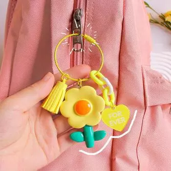 Брелки ярких цветов для сумки, женские подвески в виде сладкого цветка, автомобильный брелок, брелок Su