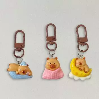 Брелки с изображением капибары из мультфильма Kawaii, симпатичный брелок для ключей в виде капибары, изысканный новинка, украшение для рюкзака, аксессуары, подарки A5