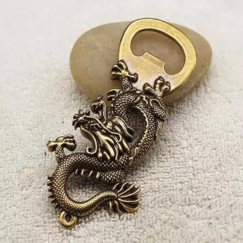 Брелки с открывалкой в виде головы дракона из латуни в стиле ретро, многофункциональная открывалка для пивных бутылок, брелок с изображением древнего зверя onesize