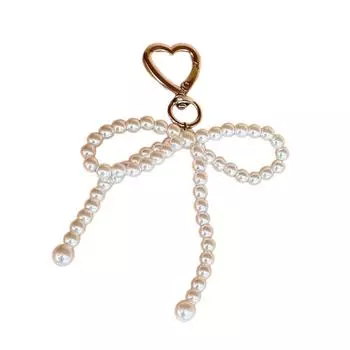 Брелки с подвесками в виде сердца с жемчугом и бантом, милый кулон, украшение для ключей, рюкзака, украшения для женщин и девочек серебряный