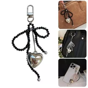 Брелки с подвесками в виде сердечек и кристаллов в виде банта, милые, симпатичные, подвесные украшения, брелок для рюкзака, украшение для женщин и девочек A