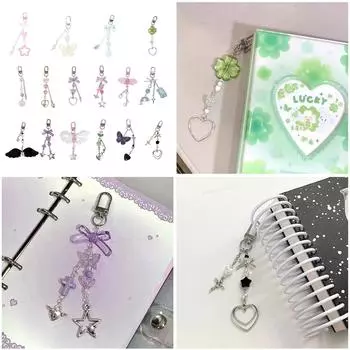 Брелки с подвесками в виде сердечек и звезд, милый кулон, подвесной брелок, украшение для рюкзака, для женщин и девочек 16