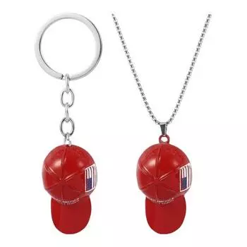 Брелок America Great Again Компактный дизайн Подвеска в виде бейсбольной кепки сторонников Трампа