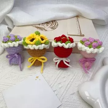 Брелок Аксессуары Кукольные Аксессуары Подвеска Вязаная Роза Подсолнух Мини Ручной Цветок жёлтый