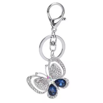 Брелок-бабочка из цинкового сплава со стразами, сверкающая подвеска для женской сумки, салона автомобиля белый