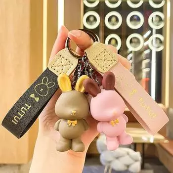 Брелок-бабочка из смолы в виде кролика - милый кулон в виде белого кролика, украшение на сумку для пары, креативные подарочные украшения Single OPP Bag Packaging