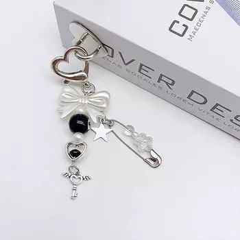 Брелок-бабочка с шариками и бусинами 8 размера Y2K Goth Брелок-булавка с бусинами Angel Key Love Buckle Подвеска