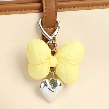 Брелок-бантик 3D, сладкий хлопковый брелок-бантик, брелок для девочек, подвеска на рюкзак, украшение, подарки жёлтый