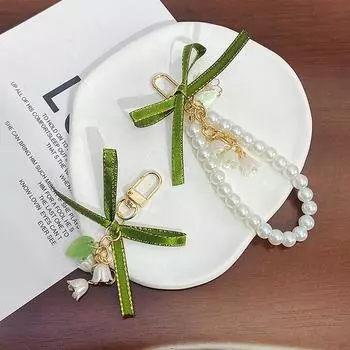 Брелок-бантик Ins Style с лентой и сердцем в виде камелии, кулон для телефона, чехол для наушников, подвеска, сумка, украшение, автомобильный брелок as the picture