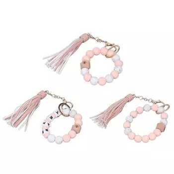 Брелок-браслет Силиконовые бусины Металлический брелок с кисточками Стиль Яркие цвета Браслет из бисера для дома 003