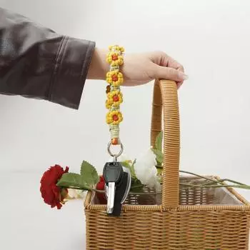 Брелок-брелок ручной работы с богемным цветочным орнаментом, мягкий браслет-брелок ручной работы в стиле бохо, сумка-брелок розовый